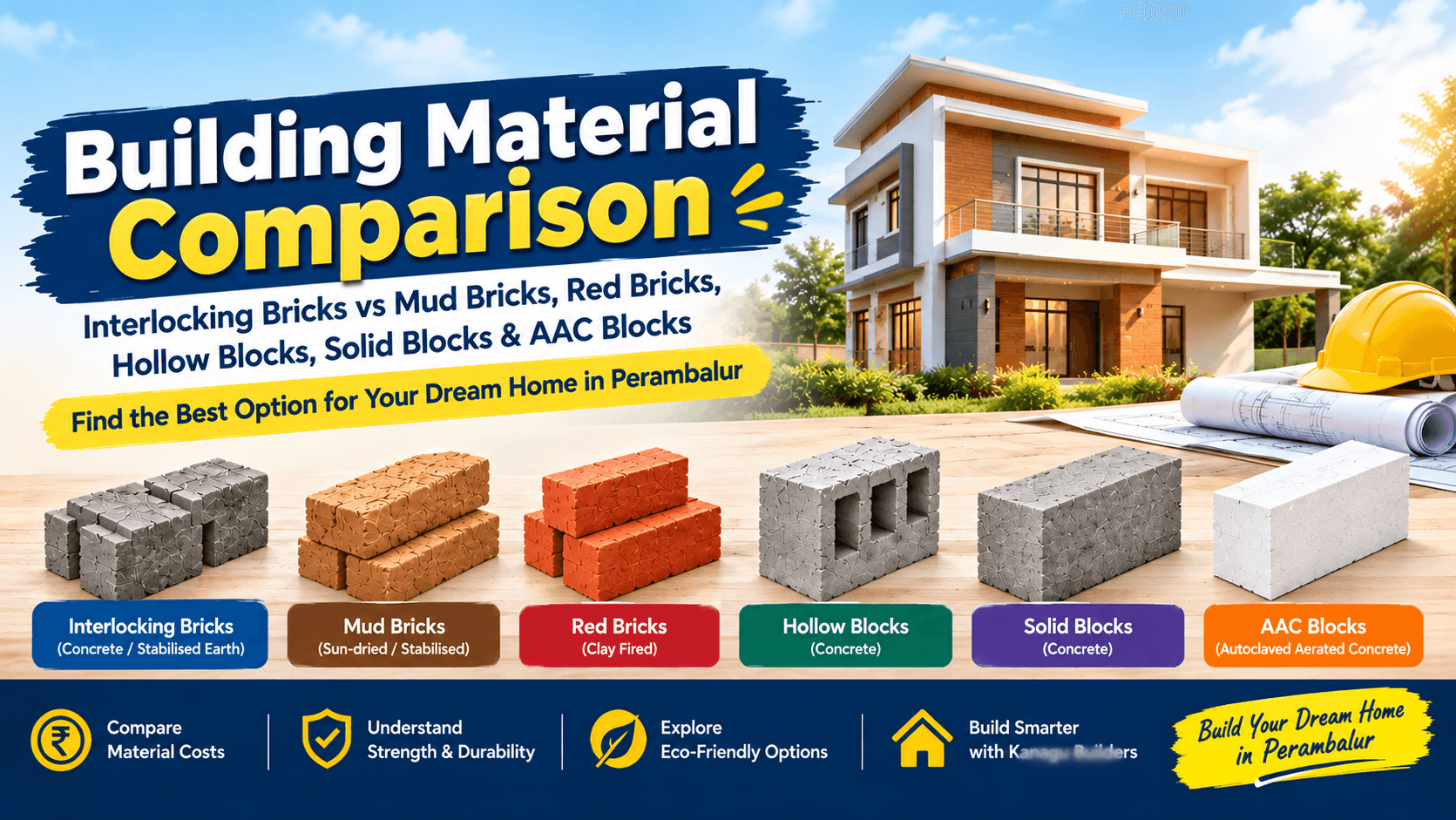 Interlocking Bricks vs Mud Bricks, Red Bricks and Hollow Blocks: Which Is Best for Low-Cost House Construction?